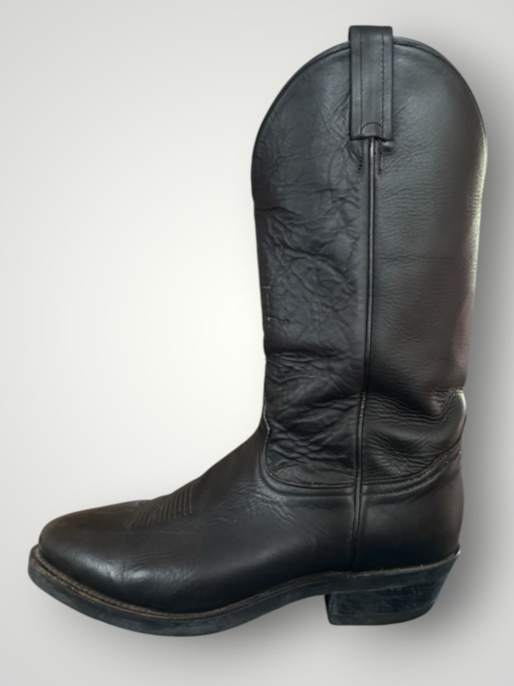 Vintage Tony Lama Black Leather Classic Cowboy Boots Style 4205 Men’s Size 10.5
